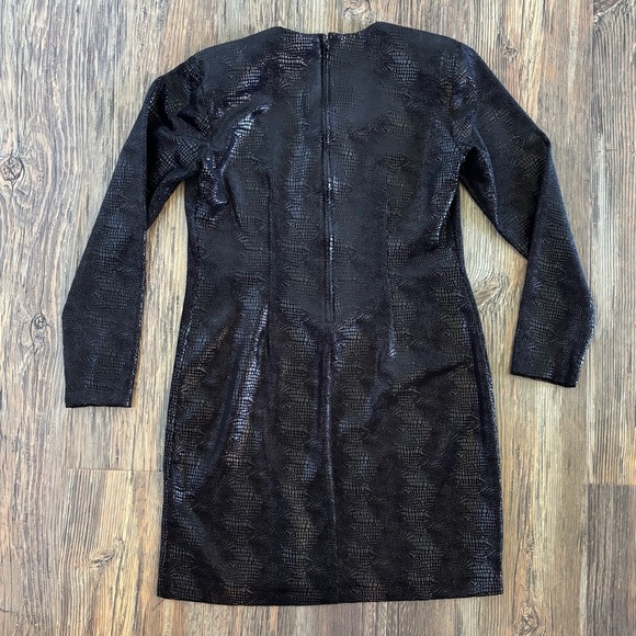 Vtg Betsy & Adam by Jaslene L/S Snakeskin Velvet Dress 12 Black Sweetheart Neck - Picture 3 of 14